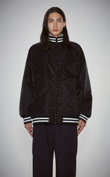 BOLD LOGO LONG VARSITY JACKET_BLACK