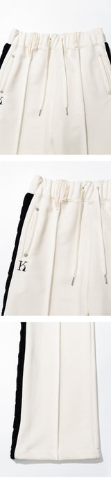 Mixed Fabric Knit KUYRI K Track Pants (Lucent Ivory)