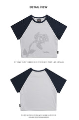 ローズ ラグラン クロップ T / CHARMS ROSE RAGLAN CROP T BL