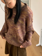 へーゼルミックスカラーラウンドニット