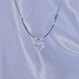 heart bar transparent beads necklace