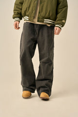 WIDE RIVET POINT JEANS - GRAY