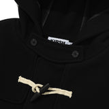 UNI MONO CHERRY HOODIE LONG DUFFLE COAT [BLACK]