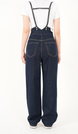 ハイウエストディープブルーワイドフィットサスペンダーデニムパンツ/RED VELVER WENDY WORN HIGH WAIST DEEP BLUE WIDE FIT SUSPENDER DENIM PANTS [16636]