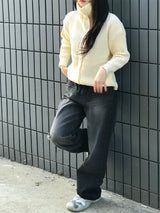 Grayish wide denim pants 