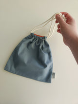 Two tone string pouch - skyblue gray L