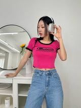 ブラーショートスリーブクロップドTシャツ