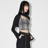 Layered Check Knit Set [BLACK] (6638337884278)