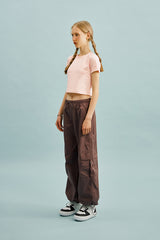 スモールチェリークロップ丈のTシャツ／SMALL CHERRY CROP T-SHIRT [SALMON PINK]