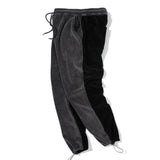 VELOUR CORDUROY TWO TONE PANTS (CHARCOAL BLACK)