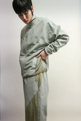 アシンメトリーウェーブジップジャケット / ASYMMETRIC WAVE ZIPPED JACKET-EARTHY GREEN