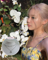 Pretzel Layered Pearl Choker Necklace - Silver ver. (Momoland Jooe Necklace)