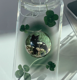 フラワーブラックキャットビードスマホグリップ / Flower Black Cat Bead Tok