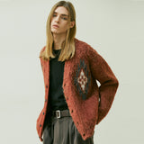 CHIMAYO PATTERN BRUSHED CARDIGAN BRICK