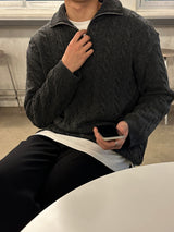 LMN プレミアムツイストセミジップアップニットウェア / LMN Premium Twisted Semi-Zipup Knitwear (7 color)