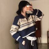 [2 colors] Nordic Raglan Half Zip-Up Knitwear