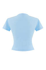ロゴクロップスパンショートスリーブTシャツ/crevy logo crop spandex short sleeve tee (sky blue)