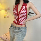 レッドハートホルタートップ/red heart halter top