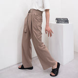 SI ハイウエストフレアベルトスラックス / SI High Waist Flare Belt Slacks (2 colors)