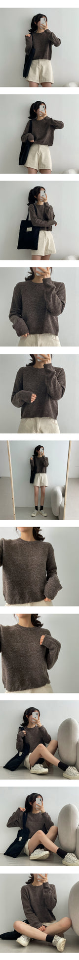ビーズハーフクロップドラウンドニットウェア / Beads Half Cropped Round Knitwear