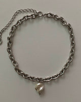 ホワイトパールチェーンネックレス/white pearl chain necklace