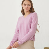 100%cashmere v neck basic top_violet mist (6653681631350)