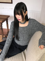 Rucle Choker Set Wool Square Neck Ribbed Knit