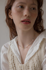 パステルシュガーキャンディーボールチェーンネックレス/Pastel sugar candy ball chain necklace