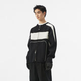 FMACM 23AW Black And White Clash Biker Knit Zip Cardigan Jacket