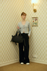 RIBBON RIBBED CARDIGAN
