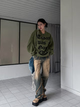 (UNISEX)ウェーブカットワイドデニム