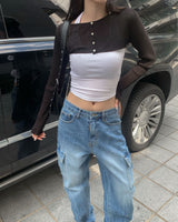 Underboob button cardigan