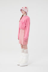 スモールチェリーボタンニットスカート／SMALL CHERRY BUTTON KNIT SKIRT [PINK]