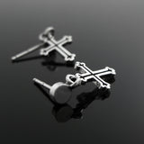 クロスシルバーイヤリング / Grapevine-D1 cross silver earring (4593024270454)