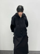 Cut-Off Cutting Hooded Zip-Up