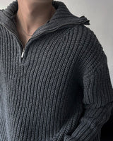 EN knob warmer half zip-up knitwear (4 colors)