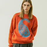 BULKY BRUSH PAISLEY SWEATER ORANGE