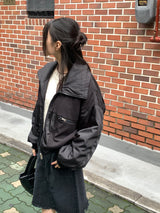 [MADE] Beckin high neck knit color combination balloon aviation jumper