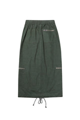 WASHED 2WAY ZIP SKIRT_KHAKI