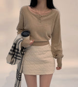 [BELLIDE MADE] Soft button long-sleeve knitwear