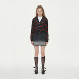 FLOWER JAQUARD KNIT CARDIGAN_BLACK (6610814763126)