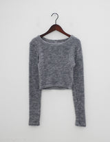 UネックファークロップTシャツ/U Neck Fur Crop T-shirt (4color)