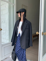 Kimo y2k retro check long skirt
