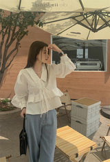 レースアップブラウス /  laceup white blouse