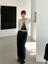 ラッフルカラーカーディガン/Ruffle collar cardigan (3color)