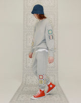 GRANNY SQUARE JOGGER PANTS GRAY MELANGE (6691423617142)