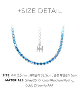 スカイブルーミニテニスネックレス/[S925] Skyblue Mini Tennis Necklace (white silver)