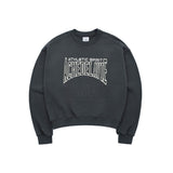 [24SS]  VARSITY LOGO EMBOSSING NEEDLEWORK WOMENS SWEATSHIRT CHARCOAL