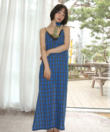 ブルーチェック&ローズドレス / blue check & rose dress (4506537427062)