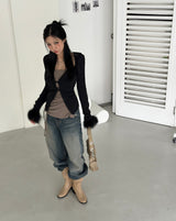 a sleeved bolero layered cardigan